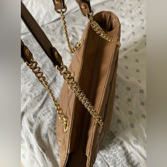 Michael Kors Taupe Gold Chair Soft Shoulder Leather Bag - Picture 6 of 11